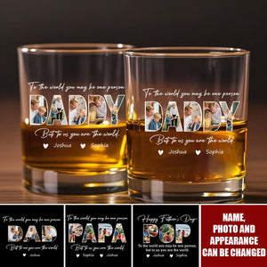Personalized Photo Happy Father's Day Family Whiskey Glass - Gift For Dad Father's Day Gift