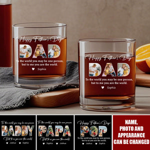 Personalized Photo Happy Father's Day Family Whiskey Glass - Gift For Dad Father's Day Gift