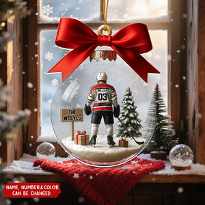 Personalized Hockey Player Ornament With Name Number & Color Unique Christmas Gift For Hockey Players Coach Sports Lover