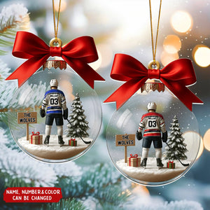 Personalized Hockey Player Ornament With Name Number & Color Unique Christmas Gift For Hockey Players Coach Sports Lover