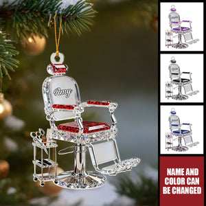 Personalized Acrylic Barber Chair Ornament With Name - Perfect Christmas Thank You Gift for Salon Owners & Cosmetologists