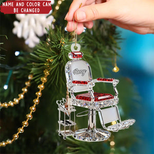 Personalized Acrylic Barber Chair Ornament With Name - Perfect Christmas Thank You Gift for Salon Owners & Cosmetologists