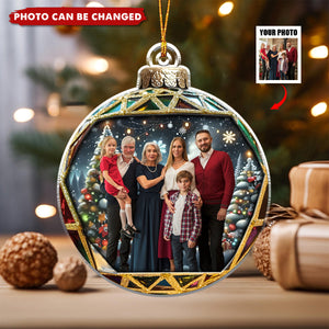 Personalized Family Portrait Acrylic Bauble Ornament With Photo - Christmas Birthday Gift For Grandparents