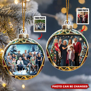 Personalized Family Portrait Acrylic Bauble Ornament With Photo - Christmas Birthday Gift For Grandparents