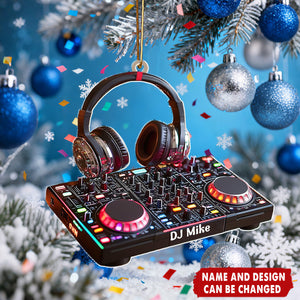 Personalized DJ Controller Christmas Acrylic Ornament With Design & Name | 3D Effect | Unique Gift For Music Producer Mixer