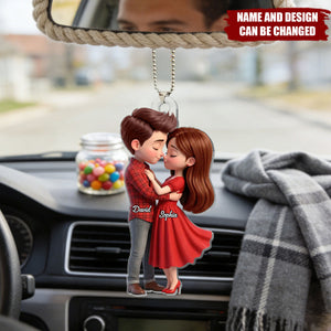 Personalized 3D-Effect Sweet Embrace Cartoon Couple Acrylic Ornament With Names & Icons - Wedding Keepsake Anniversary Gift For Lovers