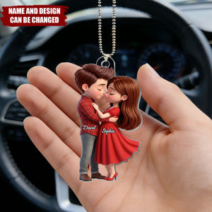 Personalized 3D-Effect Sweet Embrace Cartoon Couple Acrylic Ornament With Names & Icons - Wedding Keepsake Anniversary Gift For Lovers