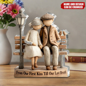 Personalized Wood-Carved Style Acrylic Plaque With Names & Icons - Romantic Anniversary Gift For Grandparents Parents