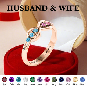 Personalized Infinity Birthstone Ring - Custom Jewelry for Women for Her For Mom Grandma