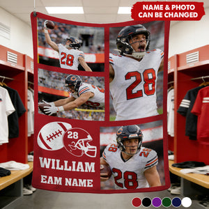 Personalized Multi-Photo Action Collage Fleece Blanket With Photos & Color - Graduation Gift Championship Keepsake For Sports Fan & Player