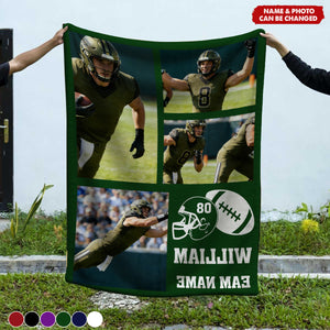 Personalized Multi-Photo Action Collage Fleece Blanket With Photos & Color - Graduation Gift Championship Keepsake For Sports Fan & Player