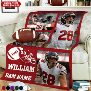 Personalized Multi-Photo Action Collage Fleece Blanket With Photos & Color - Graduation Gift Championship Keepsake For Sports Fan & Player