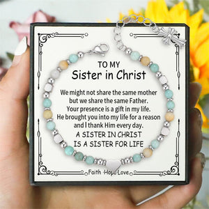 Religious Cross Bracelet - To My Sister - A Sister In Christ Is A Sister for Life Friendship Gift for Best Friends