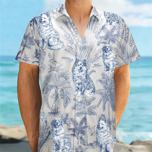 Personalized Hawaiian Shirt - Dog Lovers Toile De Jouy Style Custom Dog Breeds For Summer For Dog Lovers