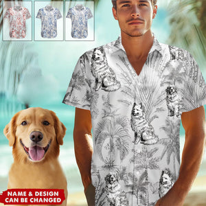 Personalized Hawaiian Shirt - Dog Lovers Toile De Jouy Style Custom Dog Breeds For Summer For Dog Lovers