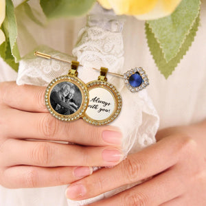 Personalized Wedding Bridal Bouquet Brooch Pin - Photo Charms For Bouquet