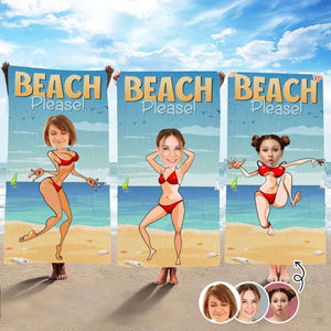 Personalized Beach Towel - Custom Photo Beach Please Standing Pose For Summer Vibe