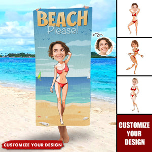 Personalized Beach Towel - Custom Photo Beach Please Standing Pose For Summer Vibe