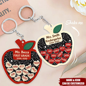 Thank You Teacher Apple - Personalized Shaker Keychain, Back to School Gift