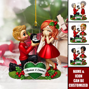 Custom "She Said Yes!" Successful Proposal Ornament - Personalized Name & Icon | Romantic Anniversary Gift Ideas For Couples For Lover