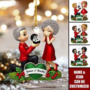 Custom "She Said Yes!" Successful Proposal Ornament - Personalized Name & Icon | Romantic Anniversary Gift Ideas For Couples For Lover