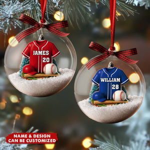 Personalized Baseball Kit Snow Ornament With Name & Number Best End-of-Season Gift For Baseball Player Dad Kid