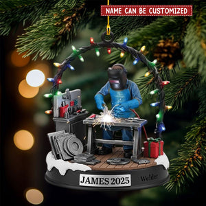 Personalized Welding Keepsake Christmas Ornament With Name & Year | Holiday Decor Gift For Professional Craftsman
