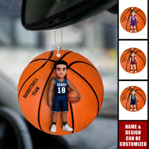 Personalized Basketball Player Acrylic Car Ornament With Names & Design & Number | Unique Sporty Gift For Teen Boys Girls & Basketball Fans