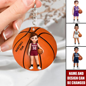 Personalized Basketball Player Acrylic Keychain With Names & Design | Unique Sporty Gift For Teen Boys Girls & Basketball Fans