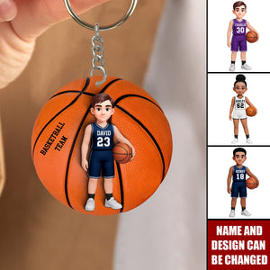 Personalized Basketball Player Acrylic Keychain With Names & Design | Unique Sporty Gift For Teen Boys Girls & Basketball Fans