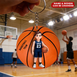 Personalized Basketball Player Acrylic Keychain With Names & Design | Unique Sporty Gift For Teen Boys Girls & Basketball Fans