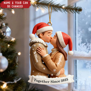 Personalized Kissing Couple Christmas Acrylic Ornament With Names & Date | Home Tree Decor | Christmas Gift For Couple