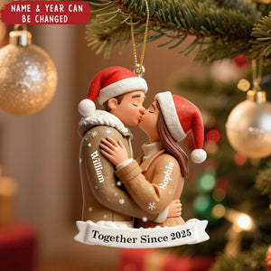 Personalized Kissing Couple Christmas Acrylic Ornament With Names & Date | Home Tree Decor | Christmas Gift For Couple