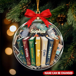 Personalized "Bookmas" Reading Ornament With Name & 7 Book Names | Unique Christmas Gift for Book Lover Librarian Kids