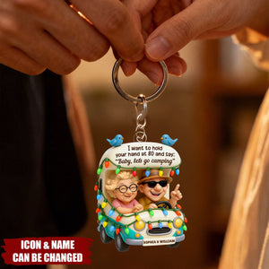 Personalized "Baby Let's Go Camping" Acrylic Keychain With Names & Icons | Unique Retirement Anniversary Gift For Old Couples & Travel Lovers