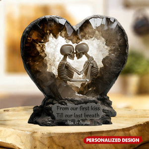 Personalized From Our First Kiss Skeleton Couple Acrylic Block Plaque With Names | Unique Anniversary Valentine's Day Gift For Couples & Soulmate
