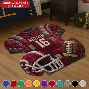 Personalized Football Non-Slip Tufted Rug With Color & Name Themed Decor For Bedroom For Sports Lover Husband Friend