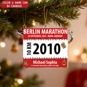 Personalized Race Bib For Runner Ornament With Name Number & Race Info "Finisher's Pride" Christmas Gift For Runner Sports Lover