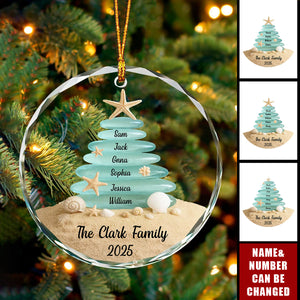 Personalized Beach Themed Glass Ornament With Name - 2025 Keepsake Christmas Tree Decor For Families