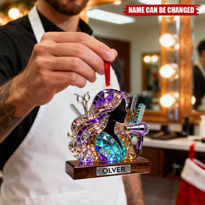 Personalized Hair Stylist Christmas Ornament With Name | Hairdresser Decoration | Xmas Gift For Women Barber Salon Owner