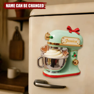 Personalized Baking Christmas Shape Fridge Magnet With Name | Fridge Decor | Unique Baker Gift For Family Baking Lovers Family