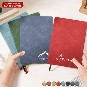 Personalized Leather Journal With Monogram Initial & Name & Color | Stylish Xmas Graduation Gift For Colleague Friends Students