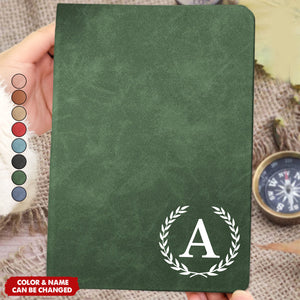Personalized Leather Journal With Monogram Initial & Name & Color | Stylish Xmas Graduation Gift For Colleague Friends Students