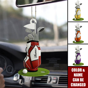 Personalized 3D Effect Mini Golf Set Acrylic Ornament With Name & Color & Year - Unique Fathers Day Birthday Gift For Golf Lovers