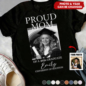 Personalized "Proud Family " Of Graduation T-shirt With Color & Text & Photo & Quote | University Graduation Gift For Proud Couples Family