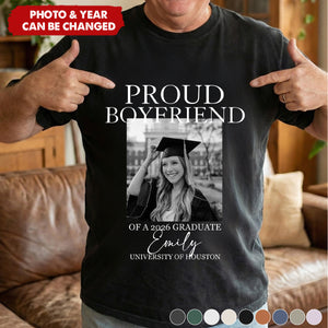 Personalized "Proud Family " Of Graduation T-shirt With Color & Text & Photo & Quote | University Graduation Gift For Proud Couples Family