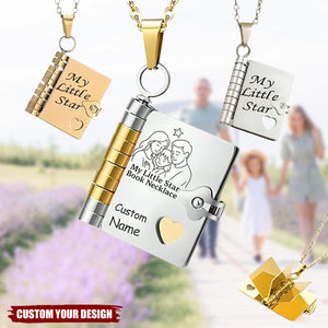 Personalized "A Letter to.." Engraved Book Necklace With Name Best Gift For "My Little Star"