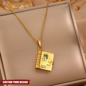 Personalized "A Letter to.." Engraved Book Necklace With Name Best Gift For "My Little Star"
