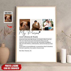 Personalized "My Person" Couple Photo Collage Poster With Names & 3-Picture - Valentine's Day Gift Anniversary Gift For Soulmate