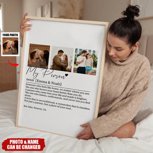 Personalized "My Person" Couple Photo Collage Poster With Names & 3-Picture - Valentine's Day Gift Anniversary Gift For Soulmate
